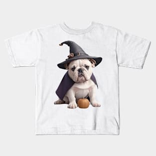 Cute Bulldog Witch Kids T-Shirt